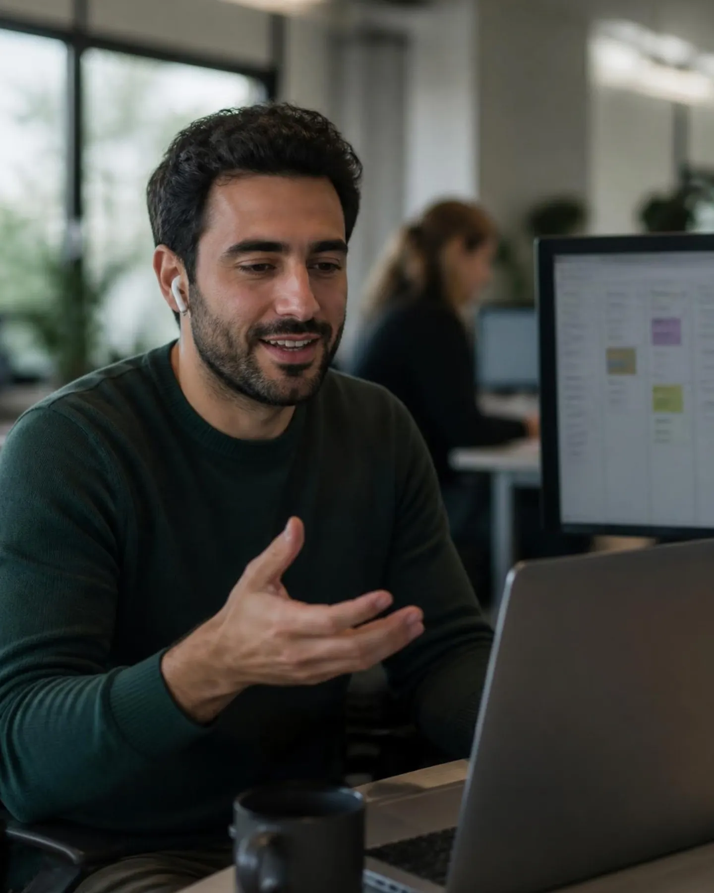 Developer explaining something on a video call
